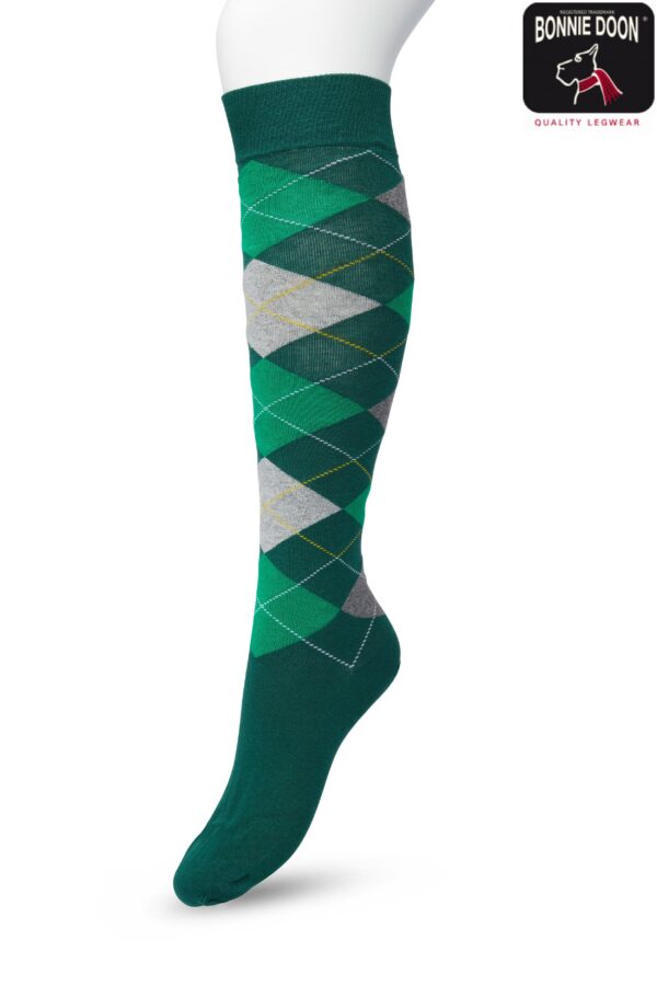 Bonnie Doon Argyle Kniestrumpf "Trekking Green" Gr. 36-42, Bio-Baumwolle