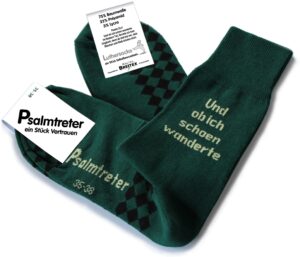 Psalmtreter Socks-ein Stück Vertrauen-Und ob ich schon wanderte "Grün" Gr. 35-38
