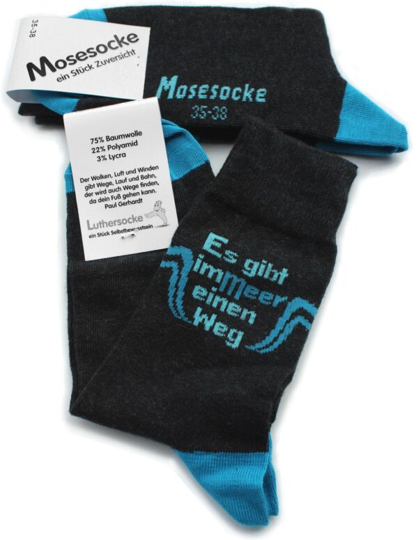 Originale Mosesocke-ein Stück Zuversicht "Anthrazit" Gr. 35-38