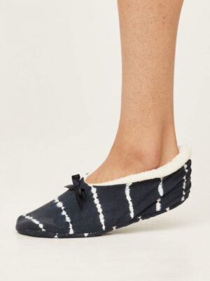 Thought Viskose mit Bambus Slipper Kelby "Navy" Gr. L/XL, mit ABS-Druck, Cotton