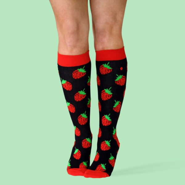 Unabux Kniestrumpf "Strawberry Bed" Gr. 41-46, mit Komfortbund, 80%Baumwolle