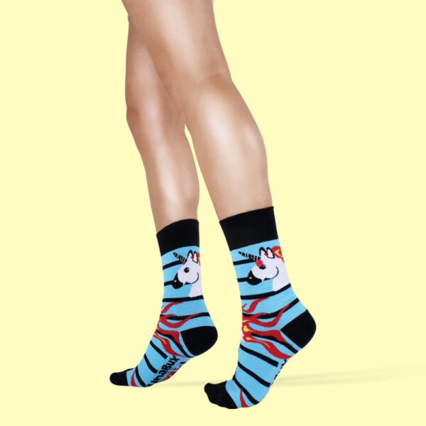 Unabux Socken "Flaming Unicorn" Gr. 36-40, Komfortbund, 80%Baumwolle