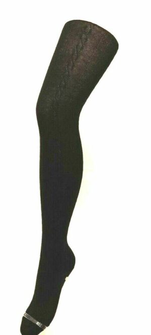 Strumpfhosen mit Zopfmuster "Schwarz" Gr. 44-46, Baumwolle