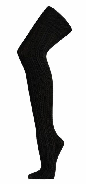 Modal-Strumpfhose Zopfmuster "Schwarz" Gr. 44-46 (XXL), Super-Soft, 80%Modal