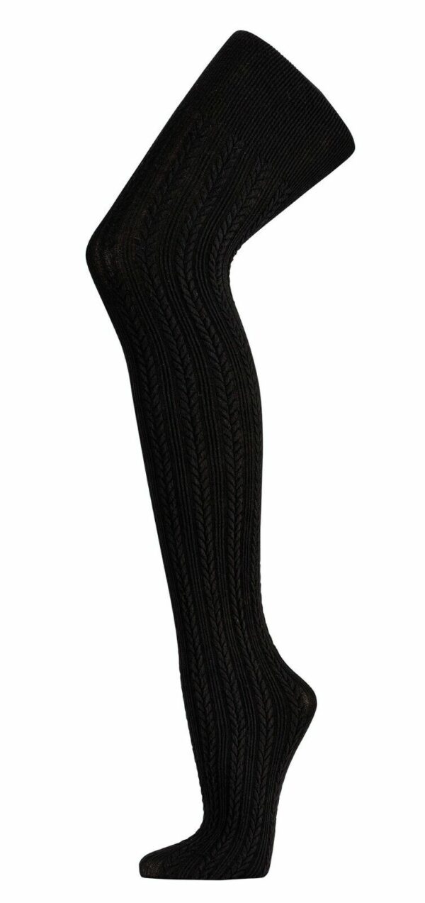 Modal-Strumpfhose Zopfmuster "Schwarz" Gr. 44-46 (XXL), Super-Soft, 80%Modal