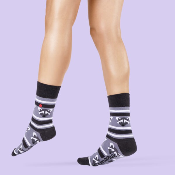 Unabux Socken "Gray Raccoon" Gr. 41-46, mit Komfortbund, 80%Baumwolle