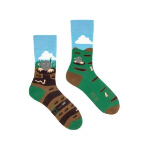 Spox Sox Themen-Socken "Blind wie ein Maulwurf" Gr. 44-46, Komfortbund, handgekettelt