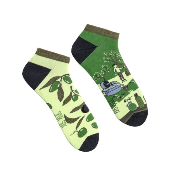 Spox Sox Themen-Socken Sneaker "Oliven" Gr. 44-46, Komfortbund, handgekettelt