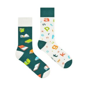 Spox Sox Themen-Socken "Bücher" Gr. 44-46, Komfortbund, handgekettelt