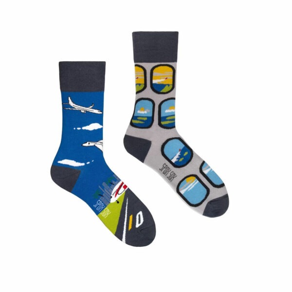 Spox Sox Themen-Socken "Flugzeuge" Gr. 36-39, Komfortbund, handgekettelt